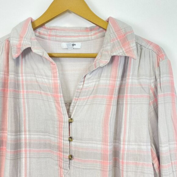 Kensie Pink and Grey Plaid Top - Picture 2 of 10